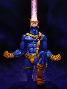 Does he have to flex to shoot his laser?